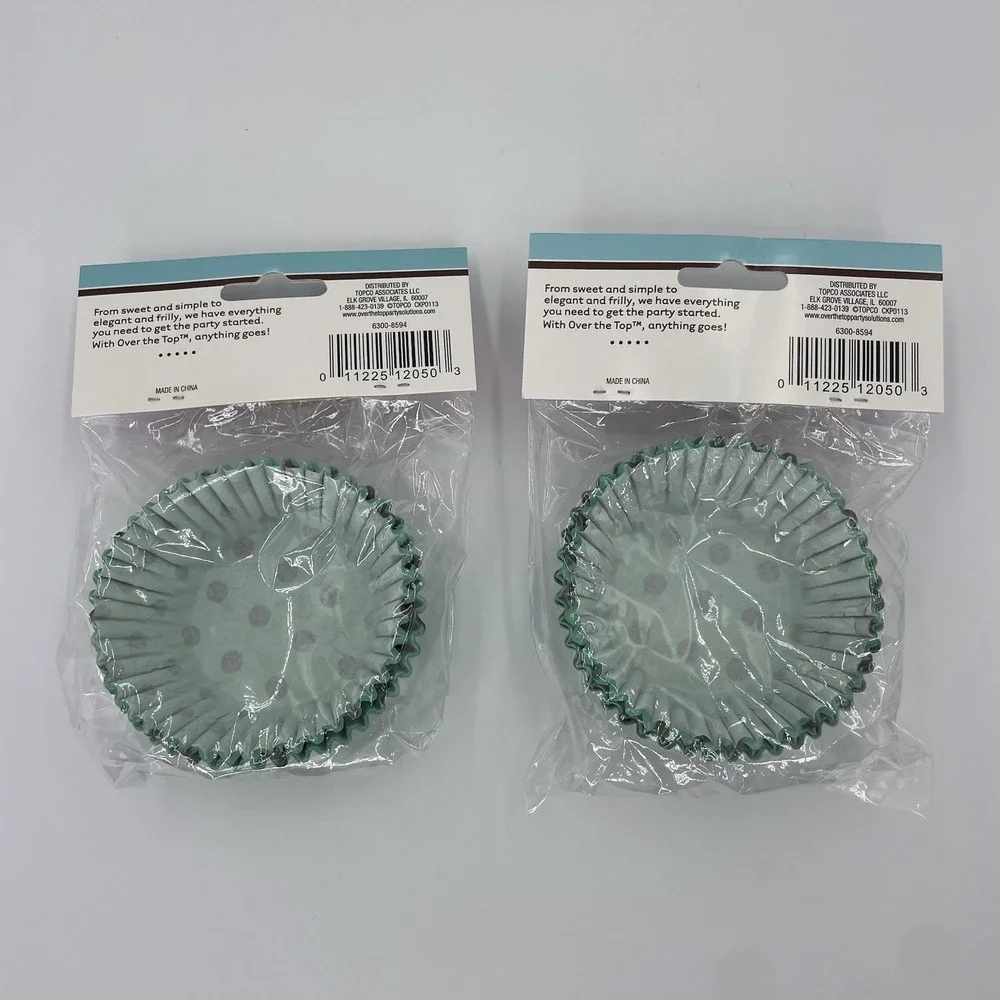 Aqua Polka Dot Classic Cupcake Liners, 100 count Baking Cups (2) X 50 Count